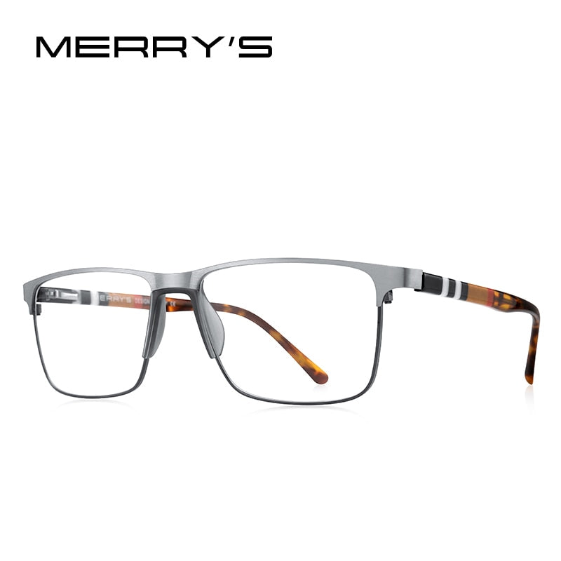 MERRYS DESIGN Men Luxury Square Glasses Frame Business Style Titanium Alloy Acetate Legs Myopia Prescription Eyeglasses S2255