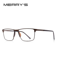 MERRYS DESIGN Men Titanium Alloy Glasses Frame Fashion Male Square Ultralight Eye Myopia Prescription Eyeglasses S2001