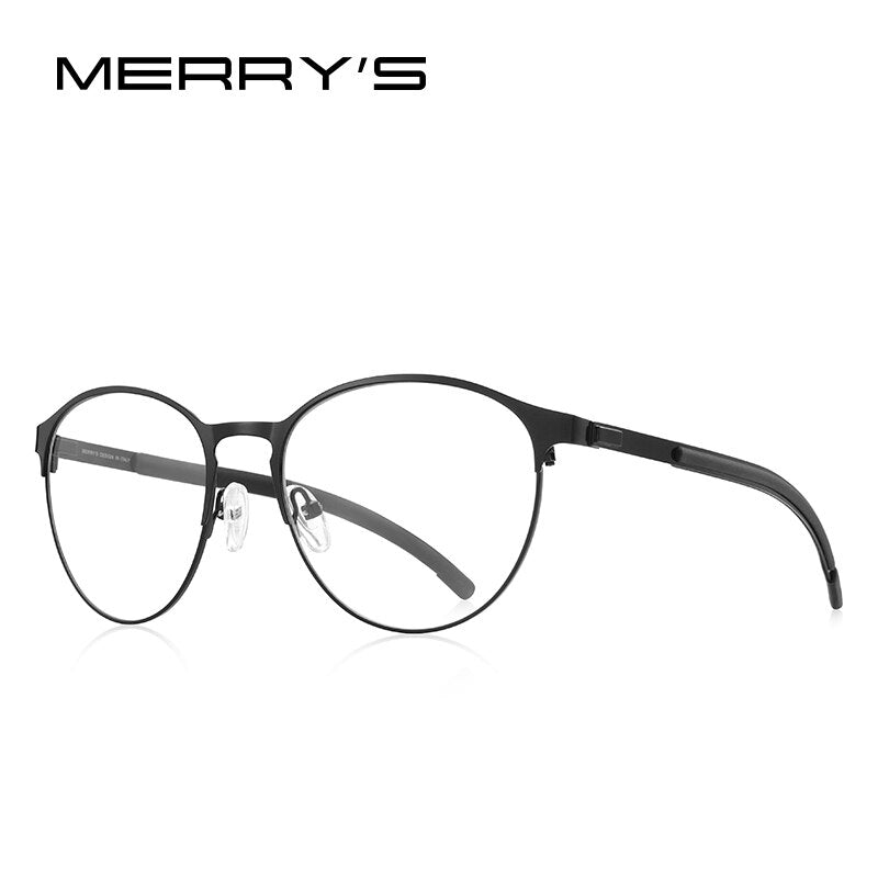 MERRYS DESIGN Men Titanium Alloy Optical Glasses Frame Women Retro Round Prescription Eyeglasses Antiskid Silicone S2266