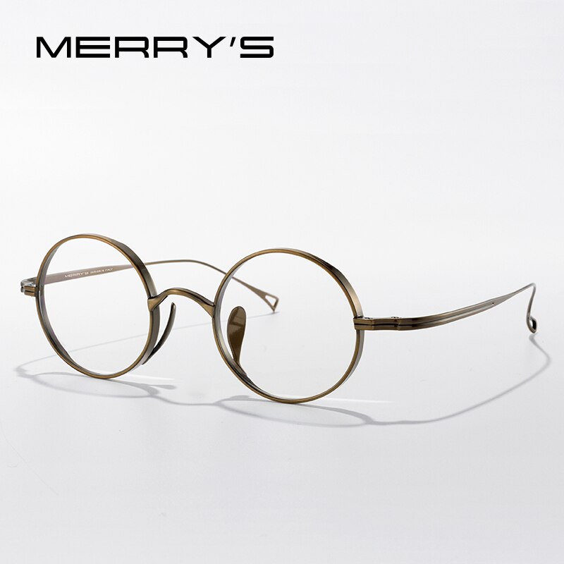 MERRYS DESIGN Pure Titanium Glasses Frame Men Retro Round Prescription Eyeglasses WomenMyopia Optical Eyewear S2718