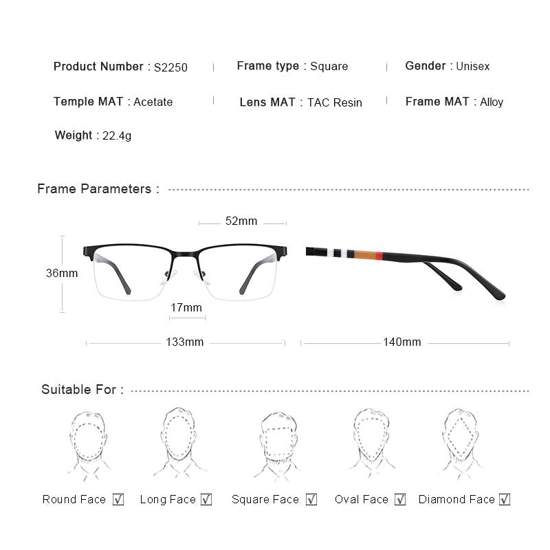 MERRYS DESIGN Titanium Alloy Glasses Frame For Men Women Half Frame Square Acetate Legs Myopia Prescription Eyeglasses S2250