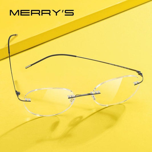 MERRYS DESIGN Titanium Alloy Rimless Glasses Frame For Men Women Round Ultralight Frameless Optical Frames Eyewear S2886