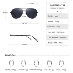 MERRYS DESIGN Men Classic Pilot Sunglasses Polarized Sunglasses For Driving Fishing UV400 Protection S8455N