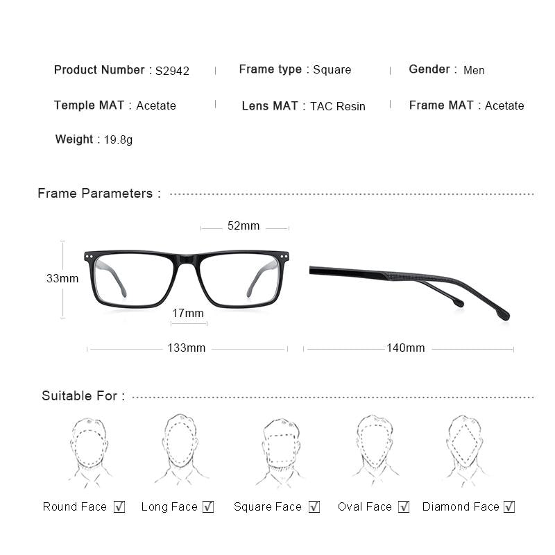 MERRYS DESIGN Men Acetate Glasses Frame Square Optics Frame Luxury Prescription Glasses Frames Optical Eyewear S2942