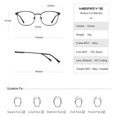 MERRYS DESIGN Men Women Fashion Trending Oval Glasses Frame Unisex Myopia Prescription Optical Eyeglasses S2046