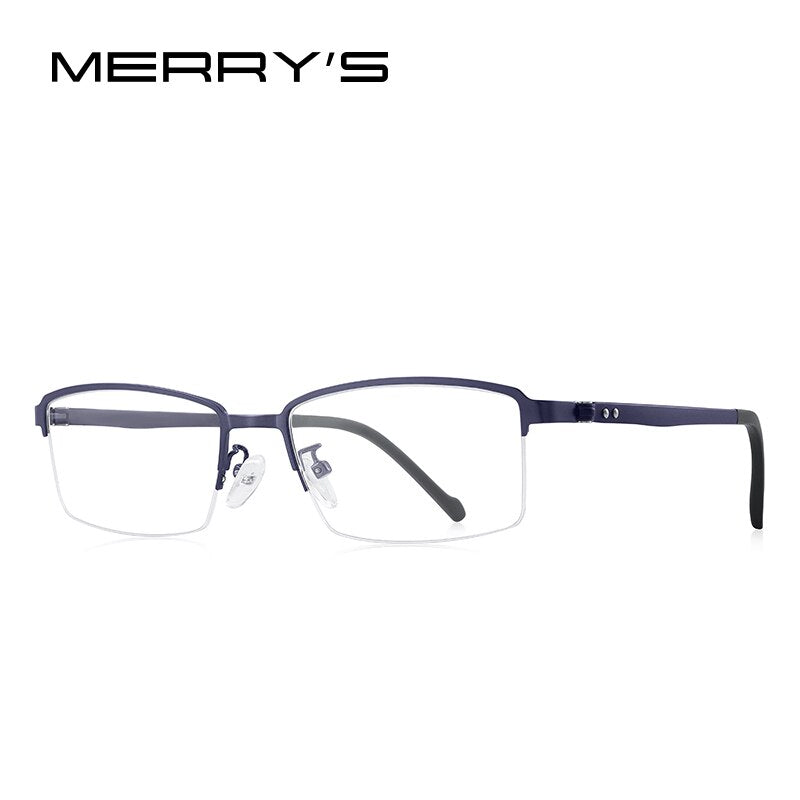 MERRYS DESIGN Men Titanium Alloy Glasses Frame Prescription Eyeglasses TR90 Legs Business Style Half Optical Frame S2207