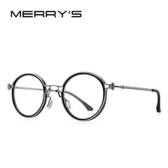 MERRYS DESIGN Men Steampunk Glasses Frame Popular Women Retro Round Eye Frames For Men Women Titanium Frame S2404