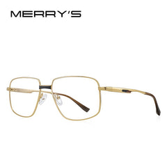 MERRYS DESIGN Men Luxury Square Glasses Frame Business Style Titanium Alloy Frames Myopia Prescription Eyeglasses S2418