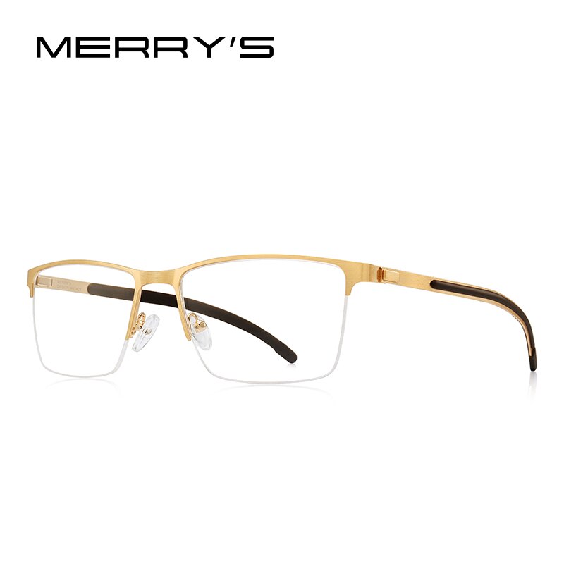 MERRYS DESIGN Men Pure Titanium Glasses Frame Square Myopia Optical Prescription Eyeglass Frame Antiskid Silicone Eyewear S2258