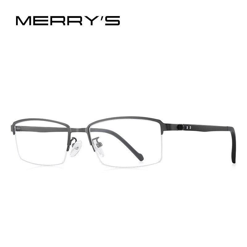 MERRYS DESIGN Men Titanium Alloy Glasses Frame Prescription Eyeglasses TR90 Legs Business Style Half Optical Frame S2207