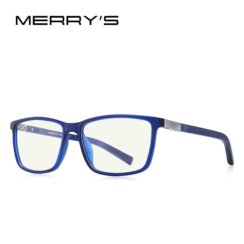 MERRYS DESIGN Men Anti Blue Ray Light Blocking Glasses For Computer Men Square Eyewear Silicone Temple S2518FLG