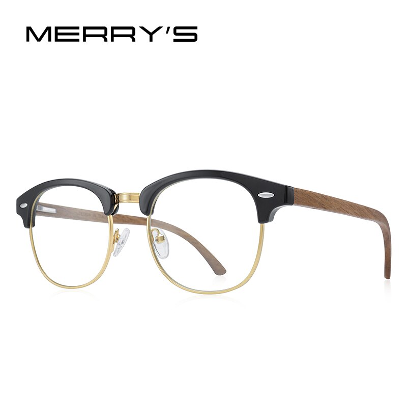 MERRYS DESIGN Classic Wooden Sunglasses For Men Women Polarized UV400 Protection Semi-Rimless Retro Eyewear Handmade S5288