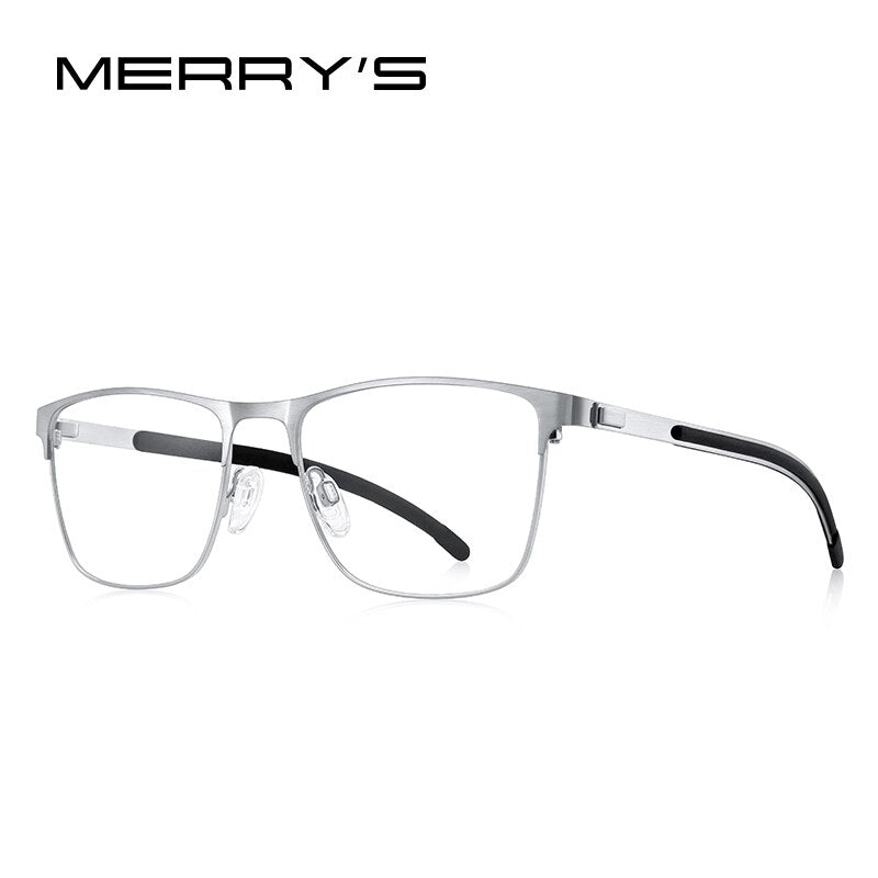 MERRYS DESIGN Titanium Alloy Men Glasses Frames Ultralight Square Myopia Prescription Optical Eyeglasses Antiskid Silicone S2368