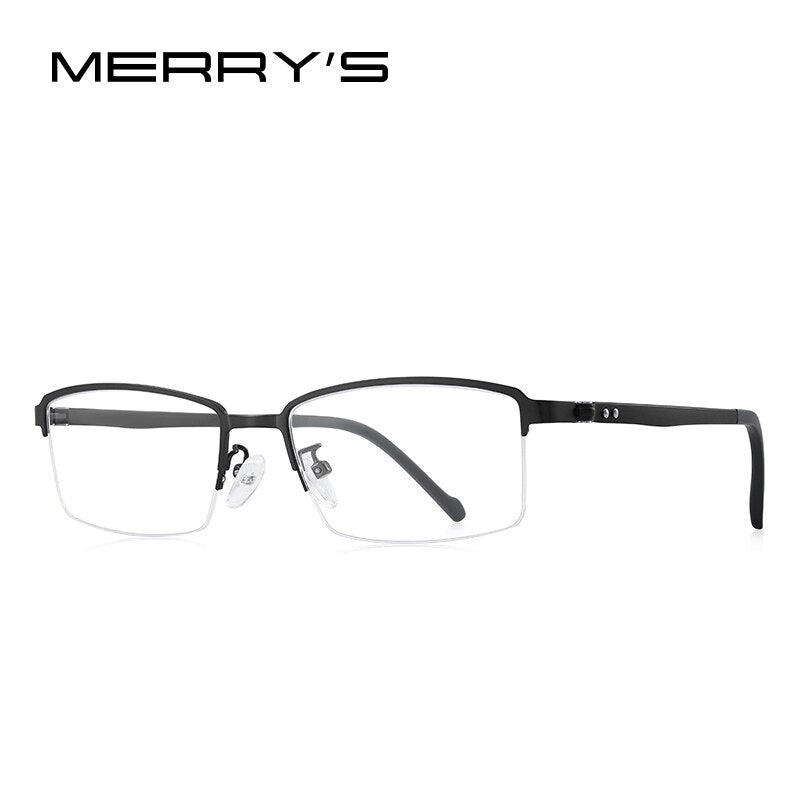 MERRYS DESIGN Men Titanium Alloy Glasses Frame Prescription Eyeglasses TR90 Legs Business Style Half Optical Frame S2207