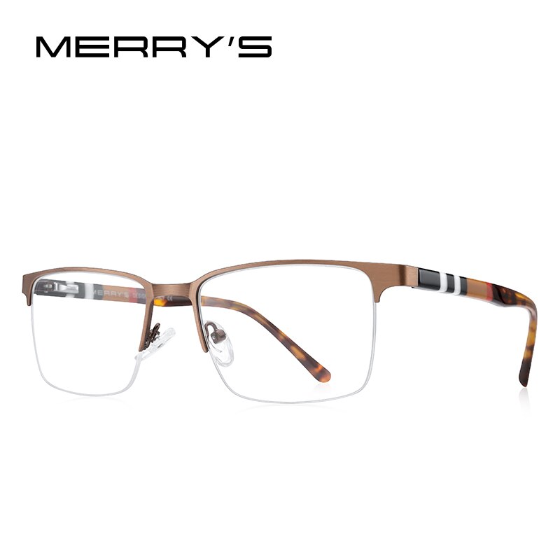MERRYS DESIGN Titanium Alloy Glasses Frame For Men Women Half Frame Square Acetate Legs Myopia Prescription Eyeglasses S2250