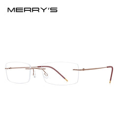 MERRYS DESIGN Men Titanium Alloy Rimless Glasses Frame Male Square Ultralight Man Frameless Myopia Optical Frames Eyewear S2227