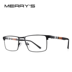 MERRYS DESIGN Men Titanium Alloy Square Glasses Frame Business Style Male Acetate Legs Myopia Prescription Eyeglasses S2254