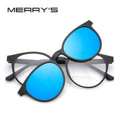 MERRYS DESIGN 5 In 1 Magnet Polarized Clip Glasses Frame Women Round Glasses Frame Eyeglasses S2320