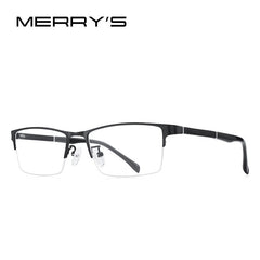 MERRYS DESIGN Men Titanium Alloy Glasses Frames Prescription Eyeglasses Business Style Optical Frame TR90 Legs S2224
