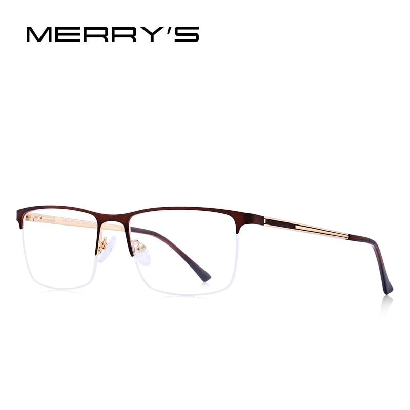 MERRYS DESIGN Men Titanium Glasses Frame Ultralight Square Eye Myopia Prescription Eyeglasses Male Half Optical Frame S2014