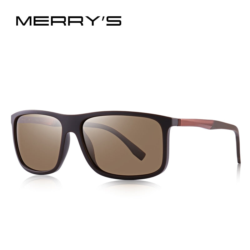 MERRYS DESIGN Men Polarized Square Sunglasses Outdoor Sports Male Eyewear Aviation Aluminum Legs UV400 Protection S8132