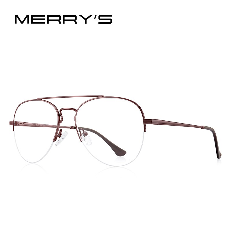 MERRYS DESIGN Men Classic Pilot Half Glasses Frame Women Fashion Myopia Prescription Glasses Frames Optical Eyewear S2412