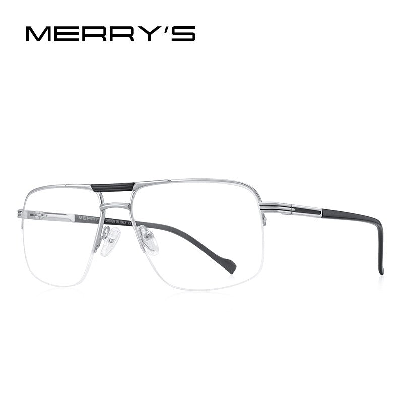 MERRYS DESIGN Men Classic Square Glasses Optics Frame Luxury Double Bridge Prescription Half Glasses Frames Eyewear S2311