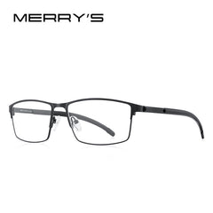 MERRYS DESIGN Men Titanium Alloy Optical Glasses Frame Ultralight Square Myopia Prescription Eyeglasses Antiskid Silicone S2186