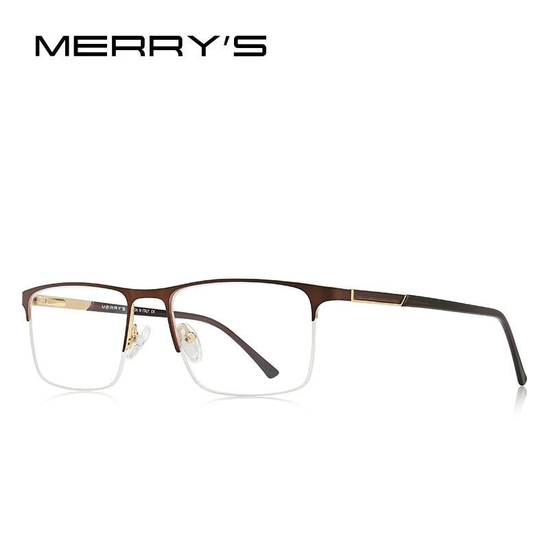 MERRYS DESIGN Men Alloy Glasses Frame Men Square Half Optical Ultralight Myopia Hyperopia Prescription Eyeglasses S2102