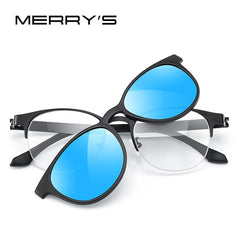 MERRYS DESIGN 2 In 1 Magnet Polarized Clip On Glasses Frame For Women Clip Glasses Optical Prescription Eyeglasses Frame S2786