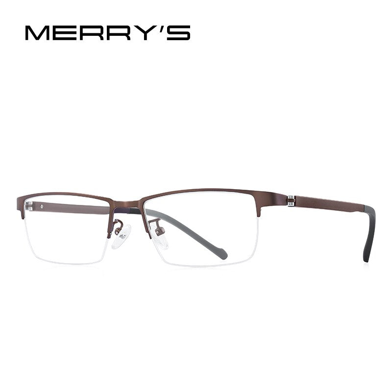 MERRYS DESIGN Men Titanium Alloy Glasses Frame TR90 Legs Myopia Prescription Eyeglasses Business Style Optical Frame S2203