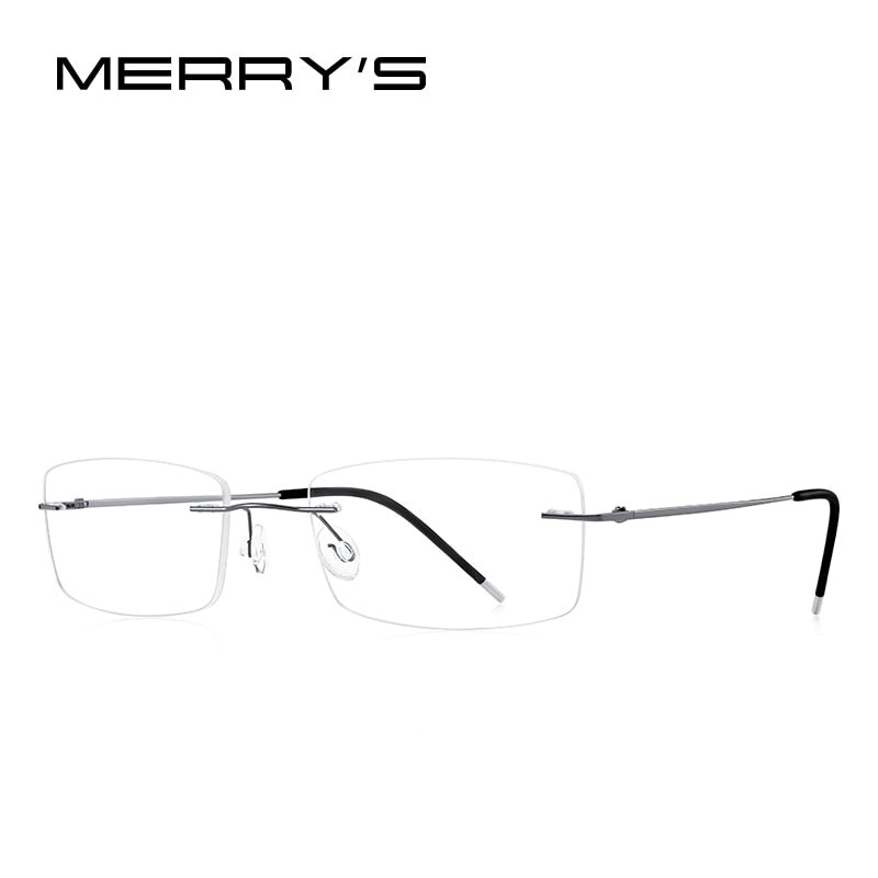 MERRYS DESIGN Men Titanium Alloy Rimless Glasses Frame Male Square Ultralight Man Frameless Myopia Optical Frames Eyewear S2227