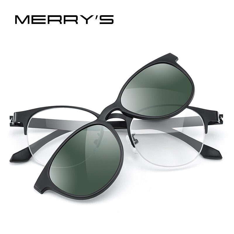 MERRYS DESIGN 2 In 1 Magnet Polarized Clip On Glasses Frame For Women Clip Glasses Optical Prescription Eyeglasses Frame S2786