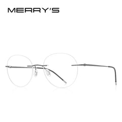 MERRYS DESIGN Titanium Alloy Rimless Glasses Frame For Men Women Round Ultralight Frameless Optical Frames Eyewear S2886
