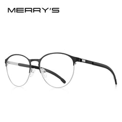 MERRYS DESIGN Men Titanium Alloy Optical Glasses Frame Women Retro Round Prescription Eyeglasses Antiskid Silicone S2266