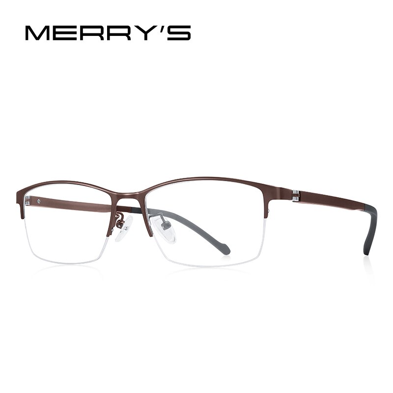 MERRYS DESIGN Men Titanium Alloy Glasses Frame Myopia Prescription Eyeglasses Business Optical Frame TR90 Legs S2204