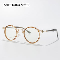 MERRYS DESIGN Retro Round Steampunk Glasses Frame Men Women Luxury Titanium Alloy Eyewear Myopia Prescription Eyeglasses S2803