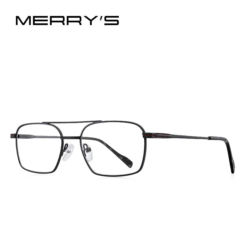 MERRYS DESIGN Men Classic Titanium Alloy Optical Glasses Frames Double Beam Frame Eyeglasses Male Ultralight Square S2157