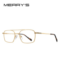 MERRYS DESIGN Men Classic Titanium Alloy Optical Glasses Frames Double Beam Frame Eyeglasses Male Ultralight Square S2157