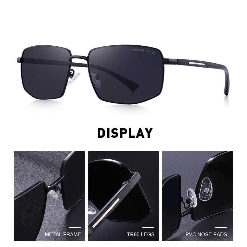 MERRYS DESIGN Men Classic Sunglasses Male HD Polarized Rectangle Sun glasses For Driving TR90 Legs UV400 Protection S8255