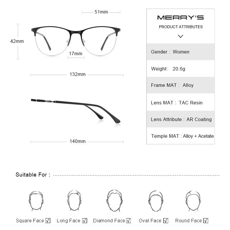 MERRYS DESIGN Women Retro Cat Eye Glasses Frame Ladies Fashion Eyeglasses Prescription Optical Eyewear S2116