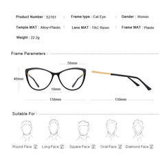 MERRYS DESIGN Women Retro Cat Eye Glasses Frame Ladies Fashion Eyeglasses Myopia Prescription Optical Eyewear S2701