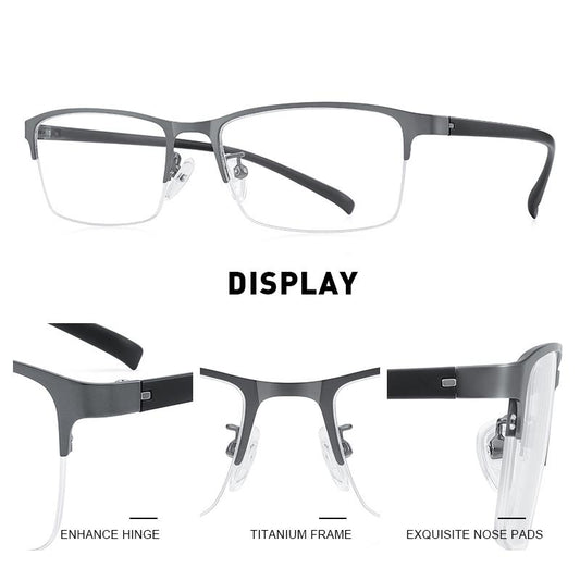 MERRYS DESIGN Men Titanium Alloy Glasses Frame TR90 Legs Business Myopia Prescription Eyeglasses Half Optical Frame S2213