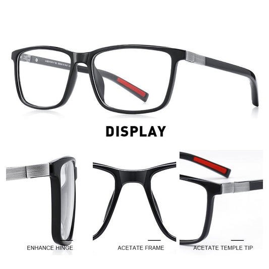 MERRYS DESIGN Men Luxury Acetate Glasses Frame Myopia Prescription Eyeglasses Spring Hinge Silicone Temple Tip S2518