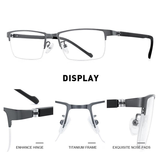 MERRYS DESIGN Men Titanium Alloy Glasses Frame TR90 Legs Myopia Prescription Eyeglasses Business Style Optical Frame S2203