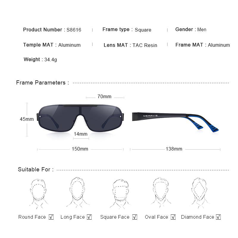 MERRYS DESIGN Men HD Polarized Sunglasses For Driving Fishing Men Integrated UV400 Sunglasses S8616