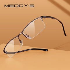 MERRYS DESIGN Titanium Alloy Men Glasses Frame TR90 Legs Myopia Prescription Eyeglasses Half Optical Frame Business Style S2201