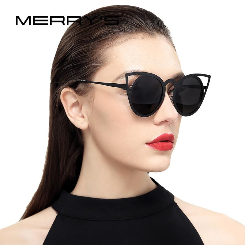 MERRYS Women Cat Eye Sunglasses Brand Designer Sunglasses Classic Shades Round Frame S8064