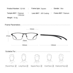 MERRYS DESIGN Men Titanium Alloy Optical Glasses Frame Ultralight Square Myopia Prescription Eyeglasses Antiskid Silicone S2186