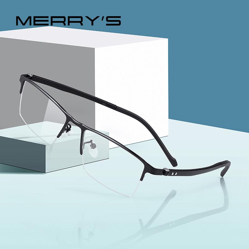 MERRYS DESIGN Men Titanium Alloy Glasses Frame TR90 Legs Myopia Prescription Eyeglasses Optical Frame Business Style S2308